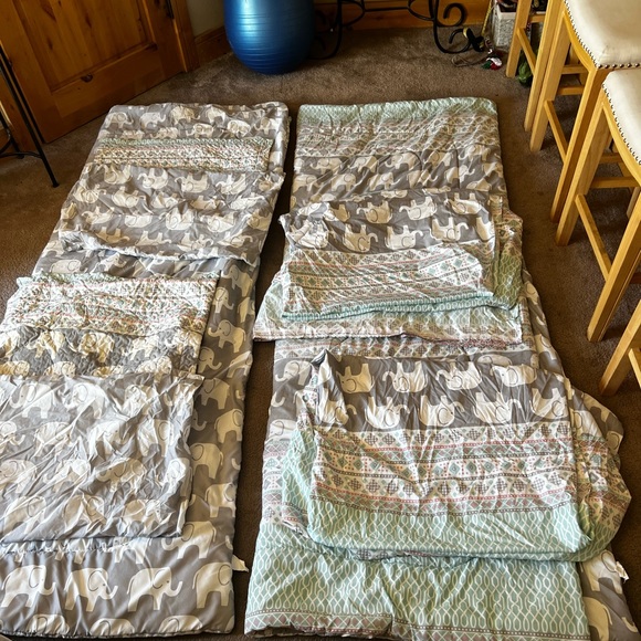 Kids mint and gray elephant bedding and picture frame - Picture 2 of 3